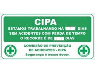 PLACA CONTROLE ESTATÍSTICO DE ACIDENTES- PLACA CIPA 